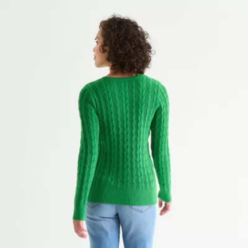 St. John's Bay Womens Crew Neck Long Sleeve Pullover Sweater