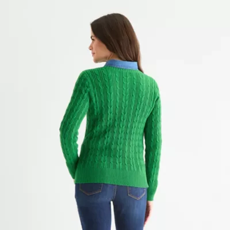 St. John's Bay Womens V Neck Long Sleeve Pullover Sweater