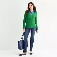 St. John's Bay Womens V Neck Long Sleeve Pullover Sweater