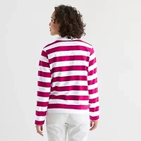 St. John's Bay Womens Long Sleeve Polo Shirt