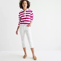 St. John's Bay Womens Long Sleeve Polo Shirt