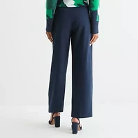 Liz Claiborne Womens Wide Leg Mid Rise Pull-On Pant