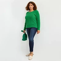St. John's Bay Plus Womens Crew Neck Long Sleeve Pullover Sweater