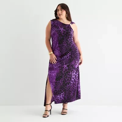 Bold Elements Womens Sleeveless Animal Plus Maxi Dress