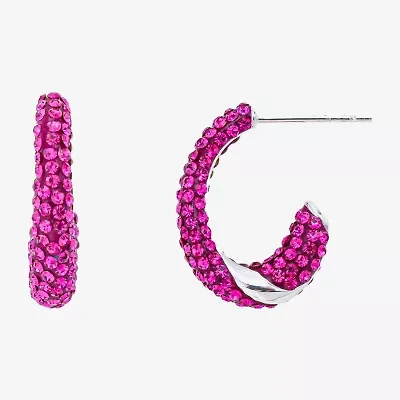 Sparkle Allure Womens Purple Crystal 18.8mm Hoop Earrings