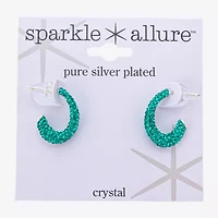 Sparkle Allure Womens Green Crystal 18.8mm Hoop Earrings