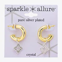 Sparkle Allure Womens Crystal 10K Gold Over Brass 17.9mm Clover Hoop Earrings