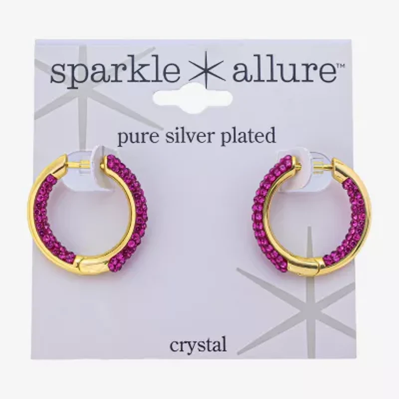 Sparkle Allure Womens Crystal 10K Gold Over Brass 20.1mm Hoop Earrings