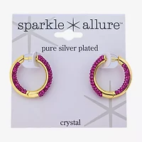 Sparkle Allure Womens Crystal 10K Gold Over Brass 20.1mm Hoop Earrings
