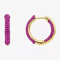 Sparkle Allure Womens Crystal 10K Gold Over Brass 20.1mm Hoop Earrings