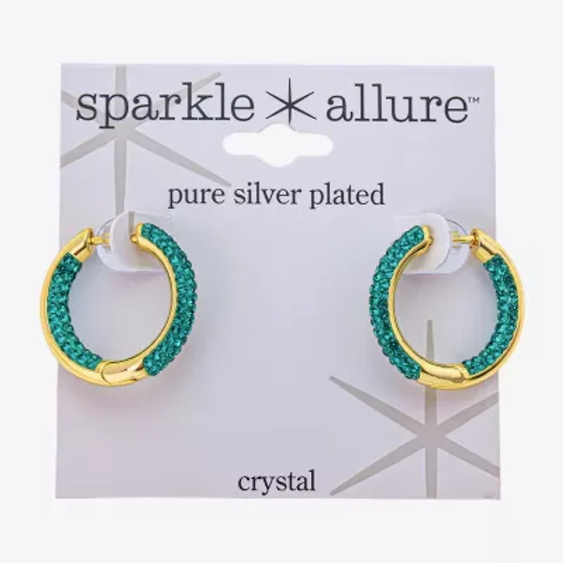 Sparkle Allure Womens Crystal 10K Gold Over Brass 20.1mm Hoop Earrings