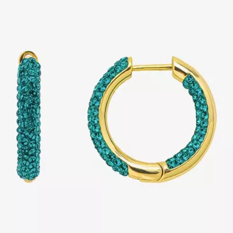 Sparkle Allure Womens Crystal 10K Gold Over Brass 20.1mm Hoop Earrings