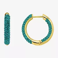 Sparkle Allure Womens Crystal 10K Gold Over Brass 20.1mm Hoop Earrings