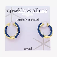 Sparkle Allure Womens Blue Crystal 10K Gold Over Brass 20.1mm Hoop Earrings