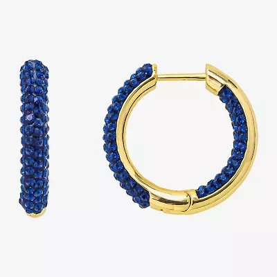 Sparkle Allure Womens Blue Crystal 10K Gold Over Brass 20.1mm Hoop Earrings
