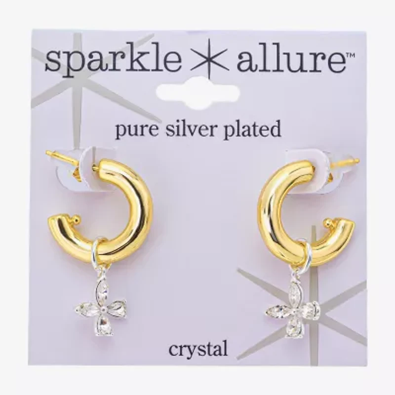 Sparkle Allure Womens Crystal 10K Gold Over Brass 17.9mm Butterfly Hoop Earrings