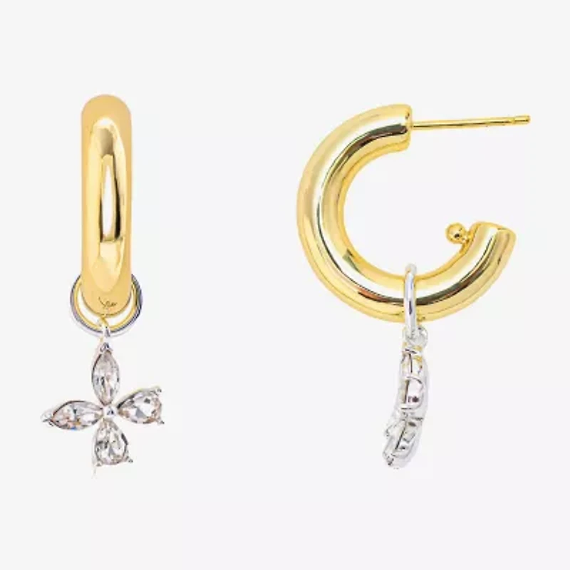 Sparkle Allure Womens Crystal 10K Gold Over Brass 17.9mm Butterfly Hoop Earrings