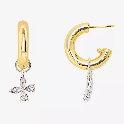 Sparkle Allure Womens Crystal 10K Gold Over Brass 17.9mm Butterfly Hoop Earrings