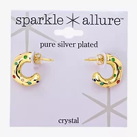 Sparkle Allure Silver Reflections Womens Multi Color Glass 10K Gold Over Brass 16.9mm Hoop Earrings