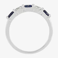 Womens 4MM Lab Created Gemstone & 1/2 CT. T.W. Lab-Grown Diamond Sterling Silver Round 5-Stone Band