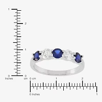 Womens 4MM Lab Created Gemstone & 1/2 CT. T.W. Lab-Grown Diamond Sterling Silver Round 5-Stone Band