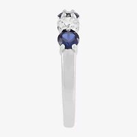 Womens 4MM Lab Created Gemstone & 1/2 CT. T.W. Lab-Grown Diamond Sterling Silver Round 5-Stone Band