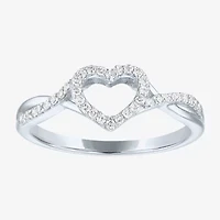 Heart (Gh / Si2 I1) Womens 1/6 CT. T.W. Lab Grown White Diamond 10K Gold Cocktail Ring
