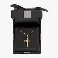 (Si2-I1/G-H) Womens 1/6 CT. T.W. Lab Grown White Diamond 10K Gold Cross 16 Inch Pendant Necklace