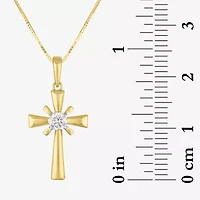 (Si2-I1/G-H) Womens 1/6 CT. T.W. Lab Grown White Diamond 10K Gold Cross 16 Inch Pendant Necklace