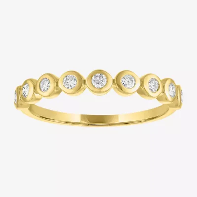 (G-H / Si2-I1) Womens 1/4 CT. T.W. Lab Grown White Diamond 10K Gold Anniversary Wedding Band