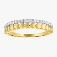 (G-H/ Si2-I1)														 Womens 2MM 1/6 CT. T.W. Lab Grown White Diamond 10K Gold Heart Anniversary Wedding Band