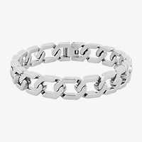 Mens Stainless Steel Solid 8 3/4 Inch Link Bracelet