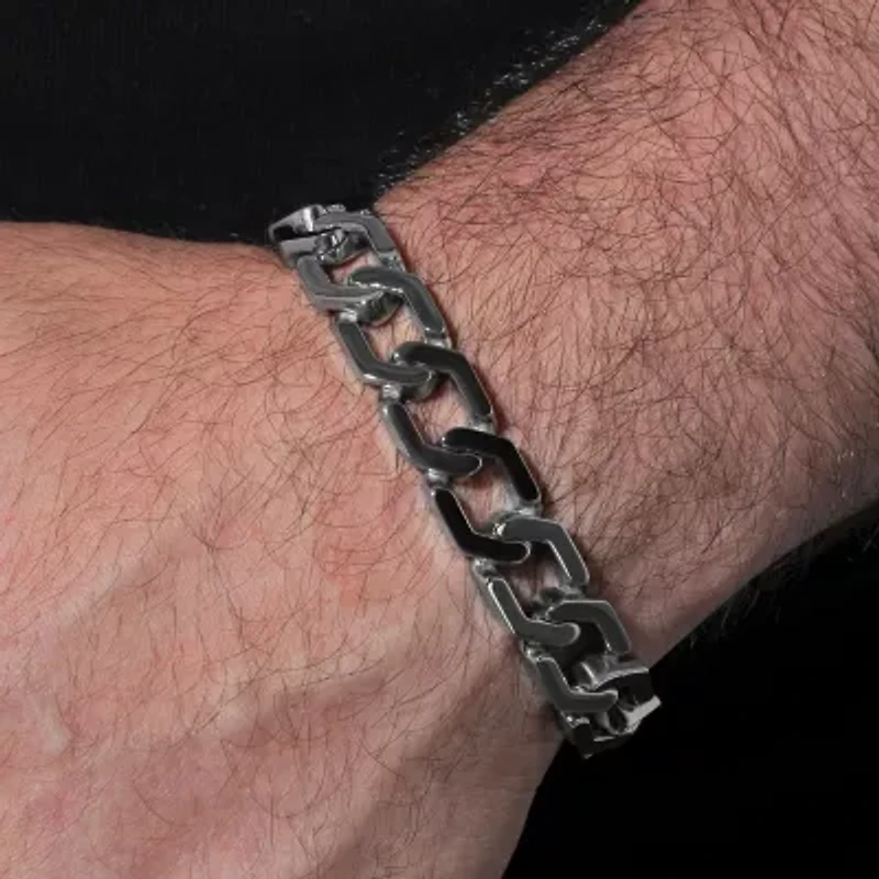 Mens Stainless Steel Solid 8 3/4 Inch Link Bracelet