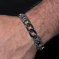 Mens Stainless Steel Solid 8 3/4 Inch Link Bracelet