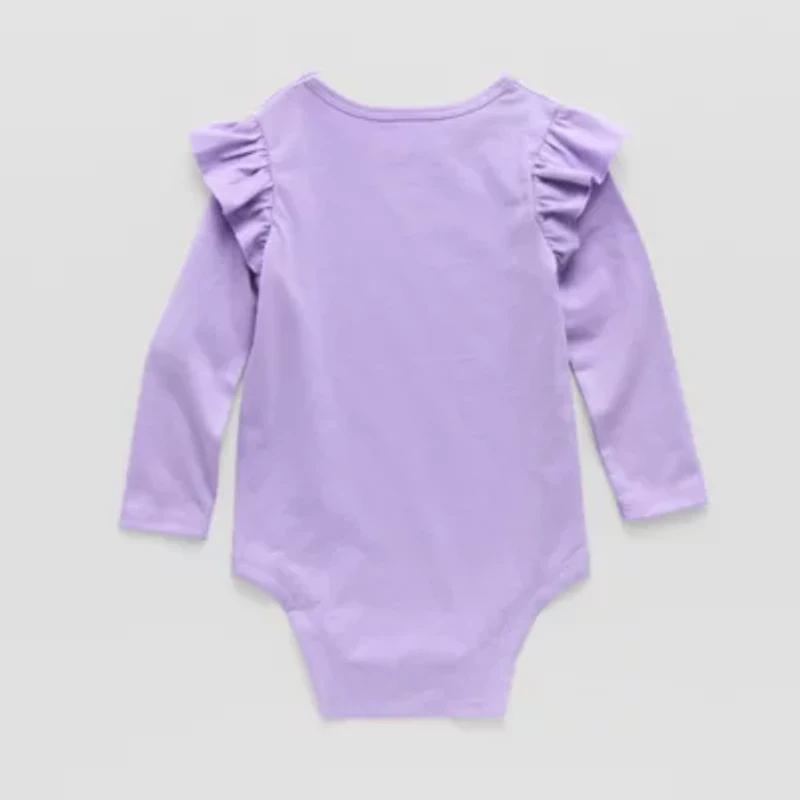 Okie Dokie Baby Girls Round Neck Long Sleeve Bodysuit