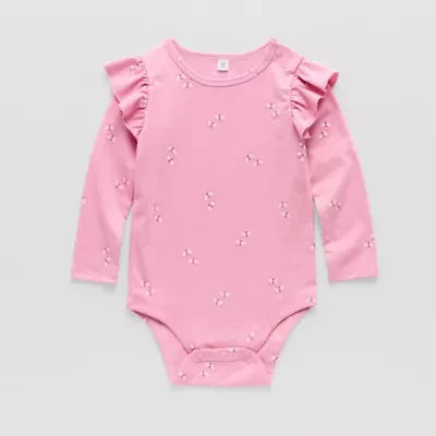 Okie Dokie Baby Girls Round Neck Long Sleeve Bodysuit