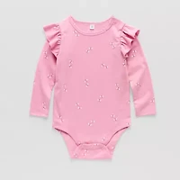 Okie Dokie Baby Girls Round Neck Long Sleeve Bodysuit
