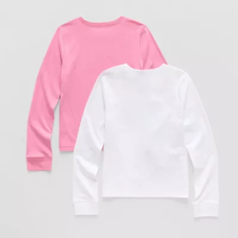 Thereabouts Little & Big Kid Girls Sensory Friendly Crew Neck Long Sleeve Adaptive Regular Fit Graphic T-Shirt