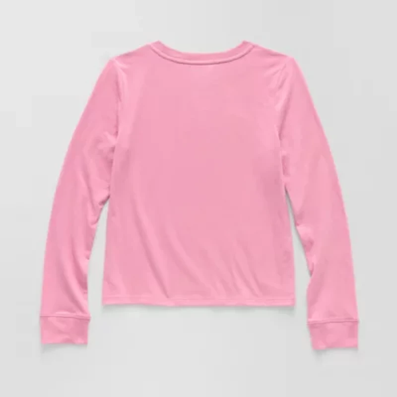 Thereabouts Little & Big Kid Girls Crew Neck Long Sleeve Regular Fit Graphic T-Shirt