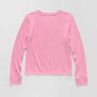Thereabouts Little & Big Kid Girls Crew Neck Long Sleeve Regular Fit Graphic T-Shirt