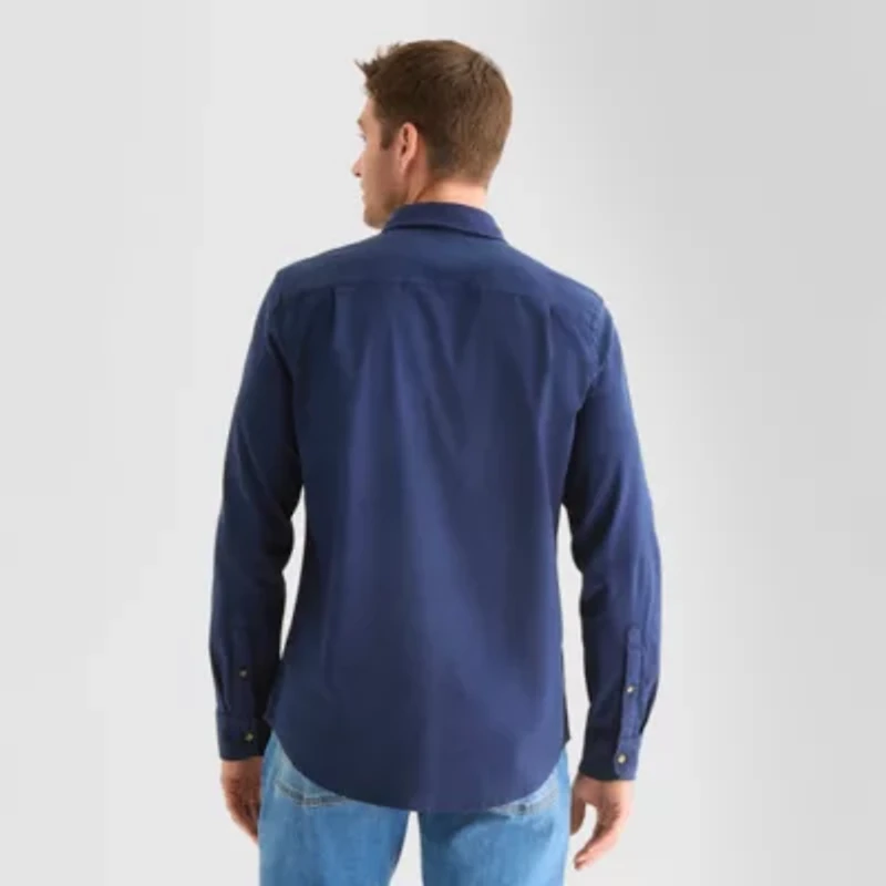 St. John's Bay Garment Dyed Oxford Mens Long Sleeve Cuffed Classic Fit Button-Down Shirt