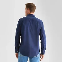 St. John's Bay Garment Dyed Oxford Mens Long Sleeve Cuffed Classic Fit Button-Down Shirt