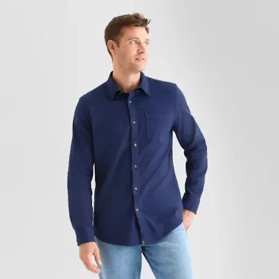St. John's Bay Garment Dyed Oxford Mens Long Sleeve Classic Fit Button-Down Shirt