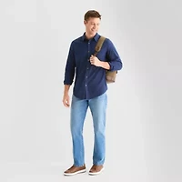 St. John's Bay Garment Dyed Oxford Mens Long Sleeve Cuffed Classic Fit Button-Down Shirt