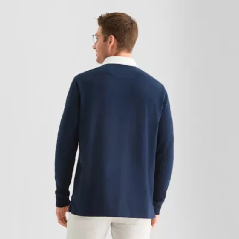 St. John's Bay French Terry Rugby Mens Classic Fit Long Sleeve Polo Shirt