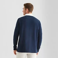 St. John's Bay French Terry Rugby Mens Classic Fit Long Sleeve Polo Shirt