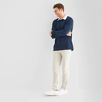St. John's Bay French Terry Rugby Mens Classic Fit Long Sleeve Polo Shirt