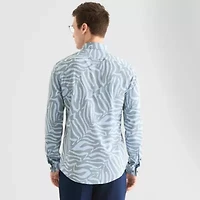 J. Ferrar Ultra Comfort Mens Long Sleeve Cuffed Regular Fit Wrinkle Free Button-Down Shirt