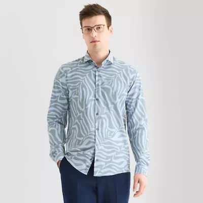 J. Ferrar Ultra Comfort Mens Long Sleeve Cuffed Regular Fit Wrinkle Free Button-Down Shirt