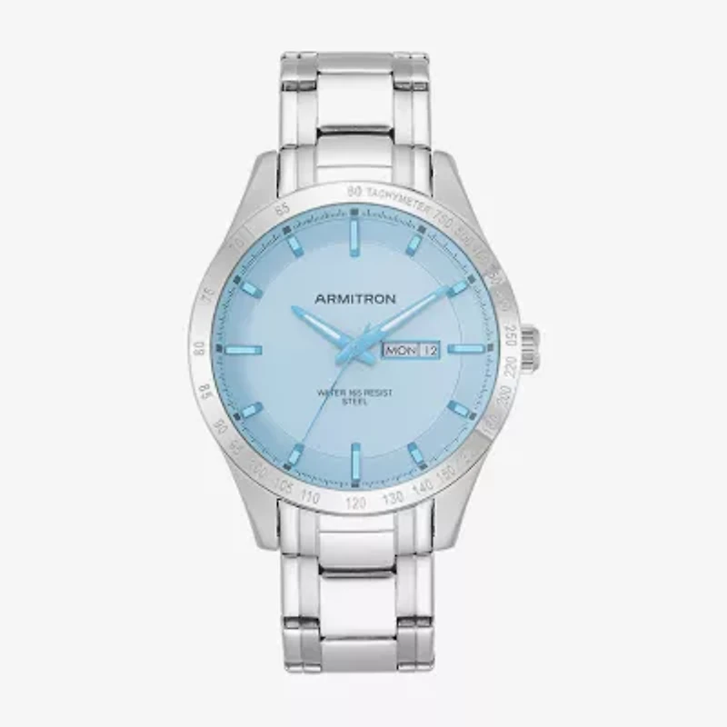 Armitron Mens Silver Tone Stainless Steel Bracelet Watch 20-5174lbsv
